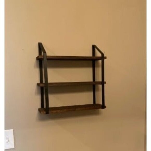 New Floating Wall Shelves 3 Tier 17 Inch Rustic Hanging Shelf with Metal Brack